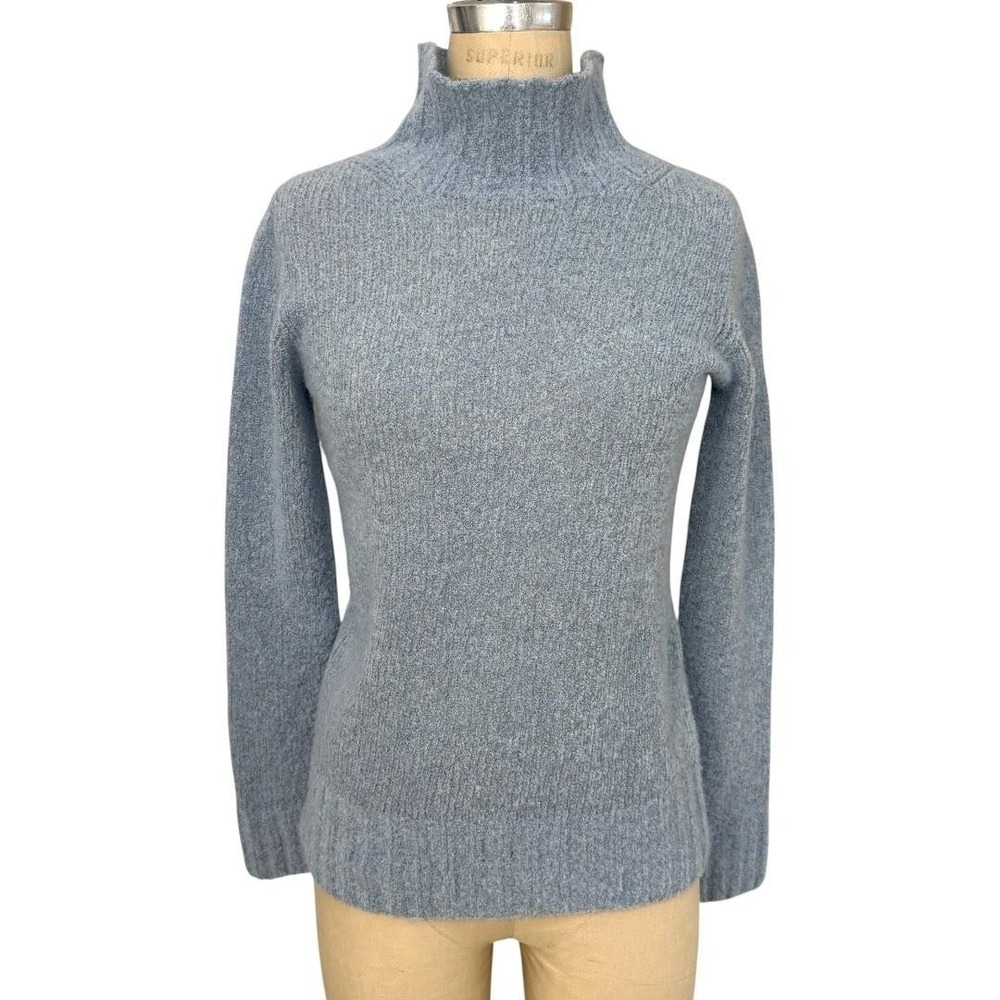 Gentry Portofino Sweater Womens IT38 Blue Wool Knit Mock Neck Pullover Italy